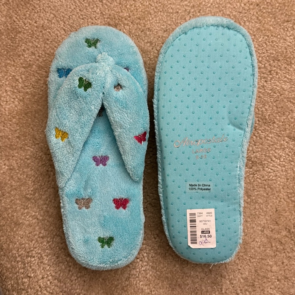 Blue Butterfly Original Aeropostale Slippers